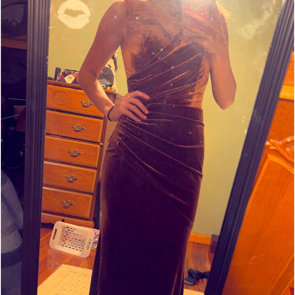 Bridesmaid dress. Never worn, size 4. Velvet rust- style Dakota - Picture 5 of 6